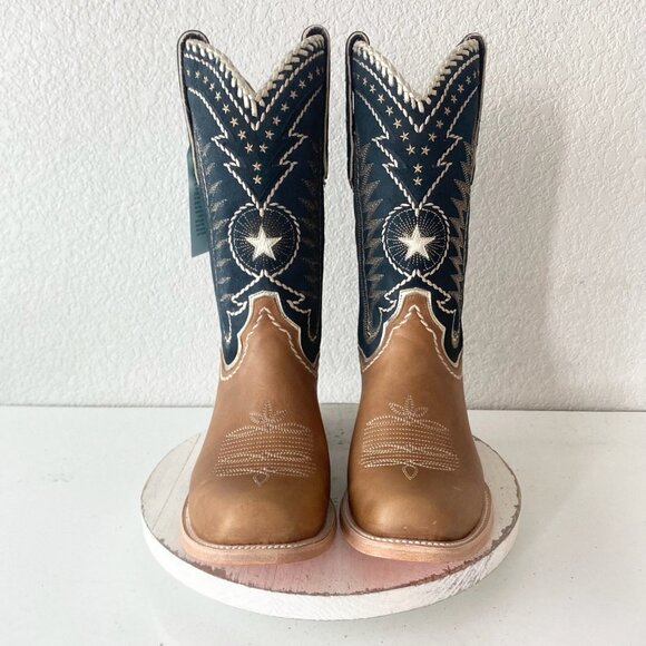 Lane RODEO HOUSTON Mens Cowboy Boots Size 13B Brown Leather Western Blunt Toe - Picture 5 of 11